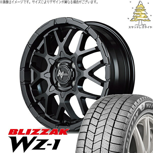 ブリヂストン ブリザック WZ-1 185/60R16 ＋ ナイトロパワー M28 バレット セミグロスブラック 16インチ 6J +40 4H100P スタッドレス・ホイール4本セット。1枚目。
