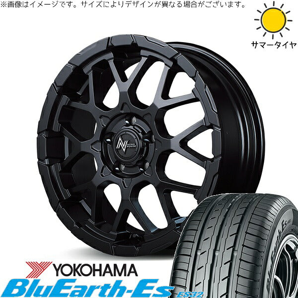 ヨコハマタイヤ ブルーアース ES32 225/50R18 ＋ ナイトロパワー M28 バレット セミグロスブラック 18インチ 7J +35 5H114.3P サマー・ホイール4本セット。1枚目。