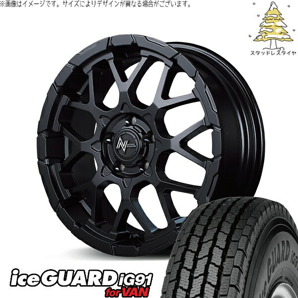 ヨコハマタイヤ アイスガード91 (iceGUARD91 IG91) 225/75R16 ＋ ナイトロパワー M28 バレット セミグロスブラック 16インチ 7.0J +40 5H114.3P スタッドレス・ホイール4本セット。1枚目。