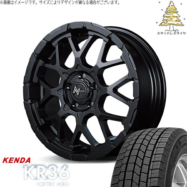 ケンダ アイステックネオ KR36 205/60R16 ＋ ナイトロパワー M28 バレット セミグロスブラック 16インチ 7J +40 5H114.3P スタッドレス・ホイール4本セット。1枚目。