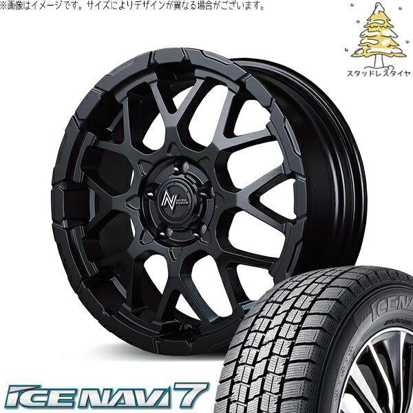 グッドイヤー アイスナビ7 215/60R16 ＋ ナイトロパワー M28 バレット セミグロスブラック 16インチ 7J +40 5H114.3P スタッドレス・ホイール4本セット。1枚目。