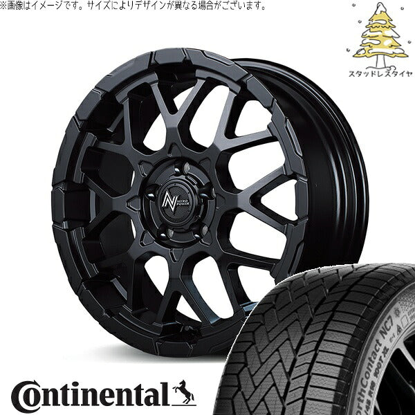 コンチネンタル ノースコンタクト NC7 205/55R16 ＋ ナイトロパワー M28 バレット セミグロスブラック 16インチ 7J +40 5H114.3P スタッドレス・ホイール4本セット。1枚目。