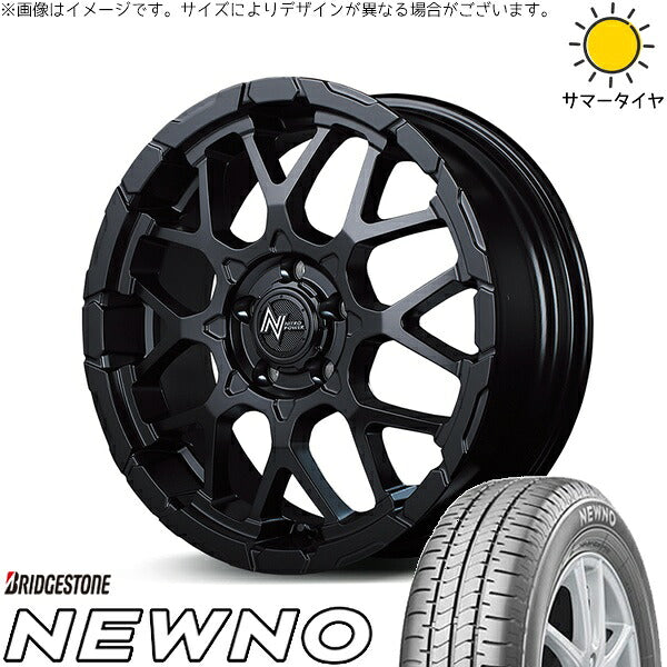 ブリヂストン ニューノ 225/50R18 ＋ ナイトロパワー M28 バレット セミグロスブラック 18インチ 7J +35 5H114.3P サマー・ホイール4本セット。1枚目。