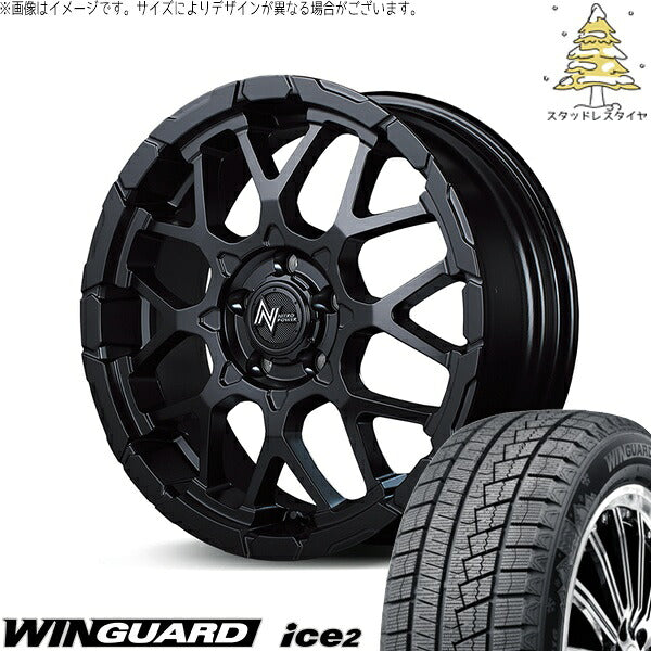 ネクセン ウィンガード アイス2 205/55R16 ＋ ナイトロパワー M28 バレット セミグロスブラック 16インチ 7J +40 5H114.3P スタッドレス・ホイール4本セット。1枚目。