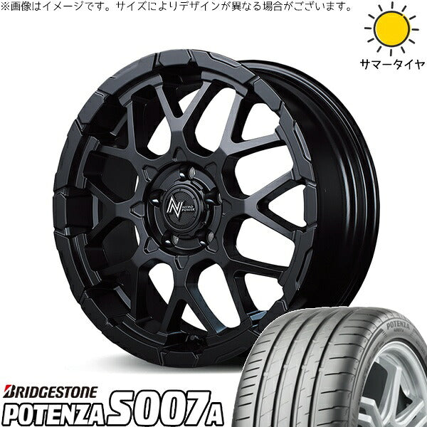 ブリヂストン ポテンザ S007A 215/45R18 ＋ ナイトロパワー M28 バレット セミグロスブラック 18インチ 7J +35 5H114.3P サマー・ホイール4本セット。1枚目。