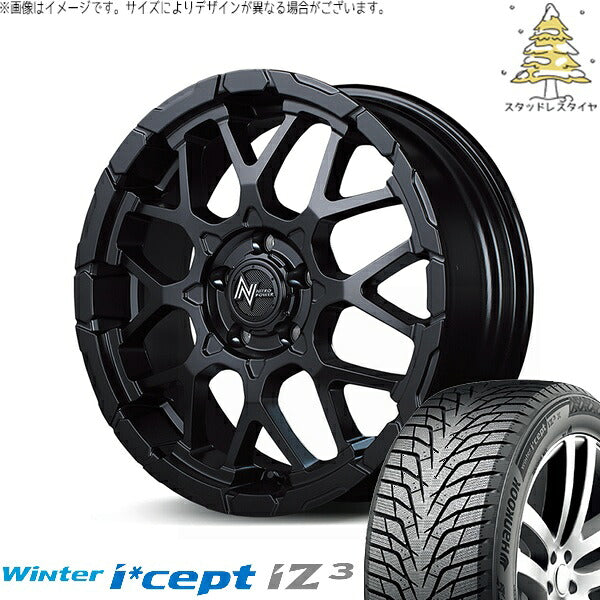 ハンコック ウィンターアイセプト IZ3 W636 (Winter i*cept iZ3 W636) 205/65R16 ＋ ナイトロパワー M28 バレット セミグロスブラック 16インチ 7J +40 5H114.3P スタッドレス・ホイール4本セット。1枚目。