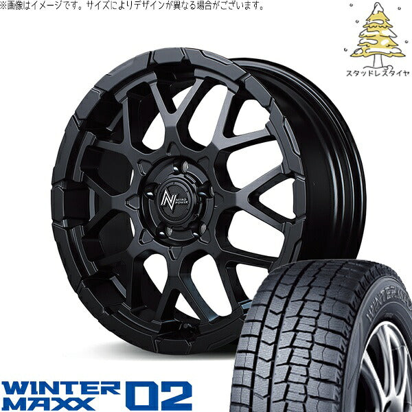 ダンロップ ウィンターマックス02 215/60R16 ＋ ナイトロパワー M28 バレット セミグロスブラック 16インチ 7J +40 5H114.3P スタッドレス・ホイール4本セット。1枚目。