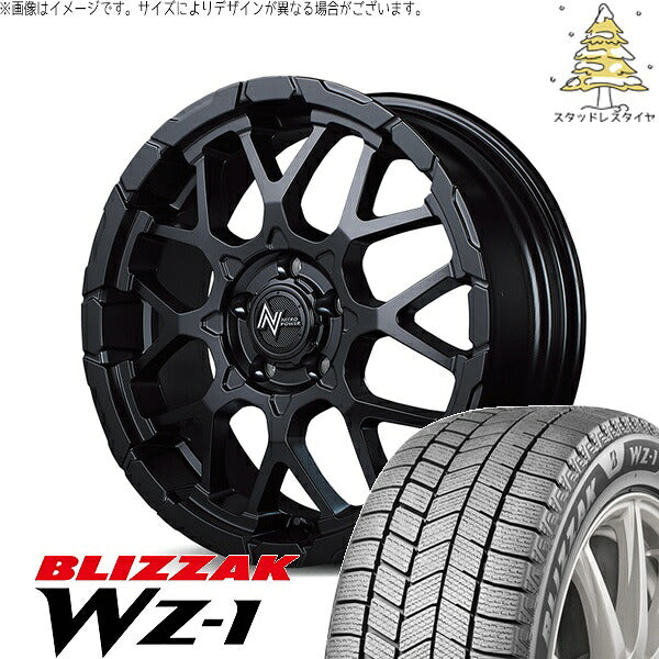 ブリヂストン ブリザック WZ-1 225/55R18 ＋ ナイトロパワー M28 バレット セミグロスブラック 18インチ 7J +35 5H114.3P スタッドレス・ホイール4本セット。1枚目。