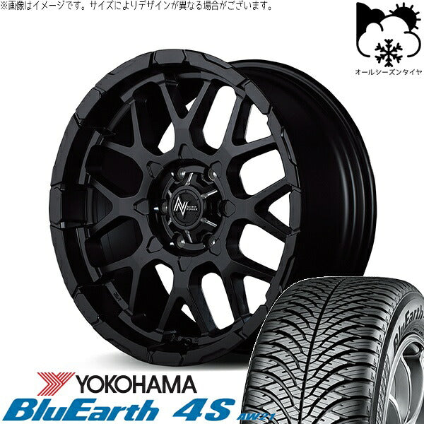 ヨコハマタイヤ ブルーアース4S AW21 215/65R16 ＋ ナイトロパワー M28 バレット セミグロスブラック 16インチ 6.5J +38 6H139.7P オールシーズン・ホイール4本セット。1枚目。