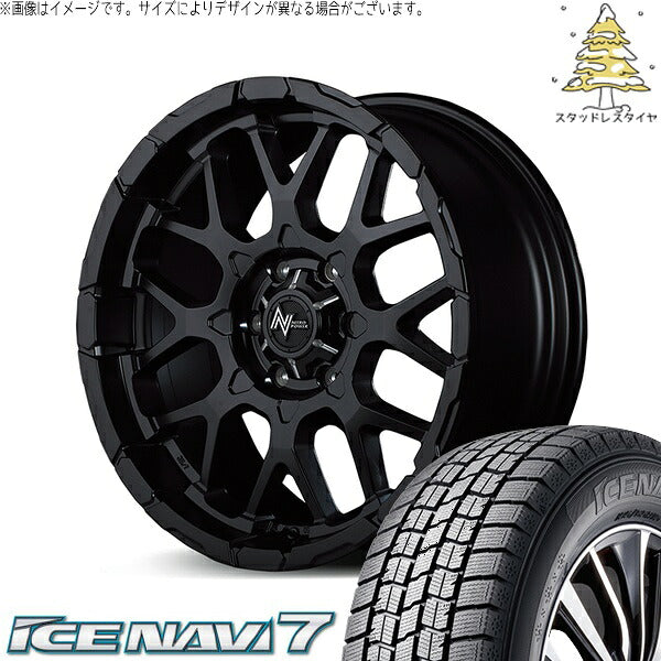 グッドイヤー アイスナビ7 215/60R17 ＋ ナイトロパワー M28 バレット セミグロスブラック 17インチ 6.5J +38 6H139.7P スタッドレス・ホイール4本セット。1枚目。