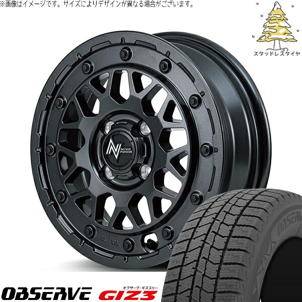 トーヨータイヤ オブザーブ GIZ3 165/60R14 ＋ ナイトロパワー M29 スティンガー バレルブラック 14インチ 4.5J +45 4H100P スタッドレス・ホイール4本セット。1枚目。