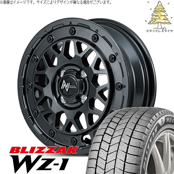ブリヂストン ブリザック WZ-1 (BLIZZAK WZ-1) 165/60R15 ＋ ナイトロパワー M29 スティンガー バレルブラック 15インチ 5J +48 4H100P スタッドレス・ホイール4本セット。1枚目。