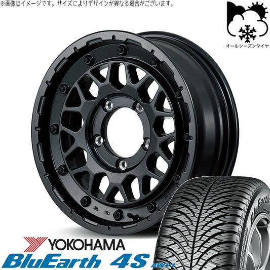 ヨコハマタイヤ ブルーアース4S AW21 215/70R16 ＋ ナイトロパワー M29 スティンガー バレルブラック 16インチ 5.5J +20 5H139.7P オールシーズン・ホイール4本セット。1枚目。