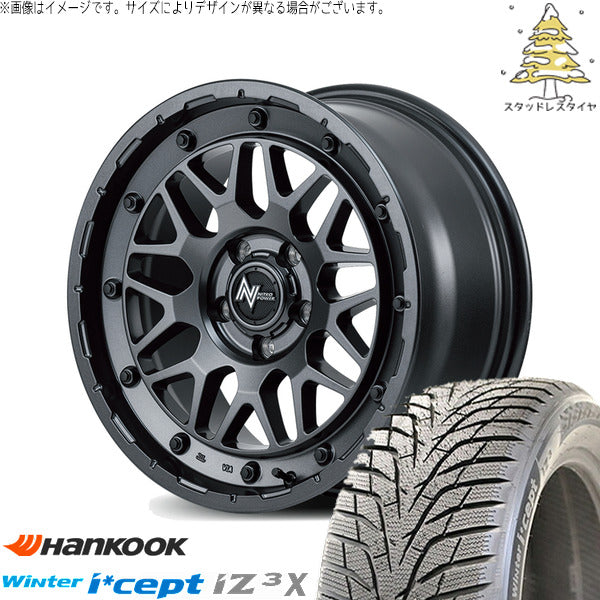 ハンコック ウィンターアイセプト IZ3X W636A 225/55R18 ＋ ナイトロパワー M29 スティンガー バレルブラック 18インチ 7J +40 5H114.3P スタッドレス・ホイール4本セット。1枚目。
