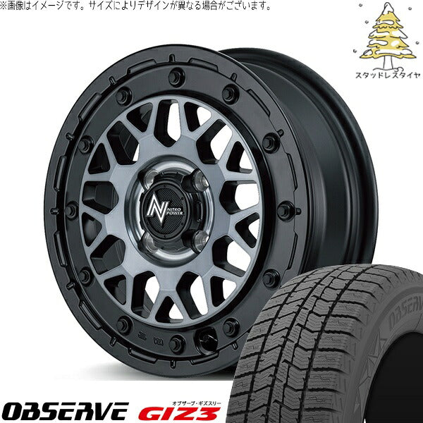トーヨータイヤ オブザーブ ギズスリー (OBSERVE GIZ3) 165/55R14 ＋ ナイトロパワー M29 スティンガー セミグロスブラッククリア 14インチ 4.5J +45 4H100P スタッドレス・ホイール4本セット。1枚目。