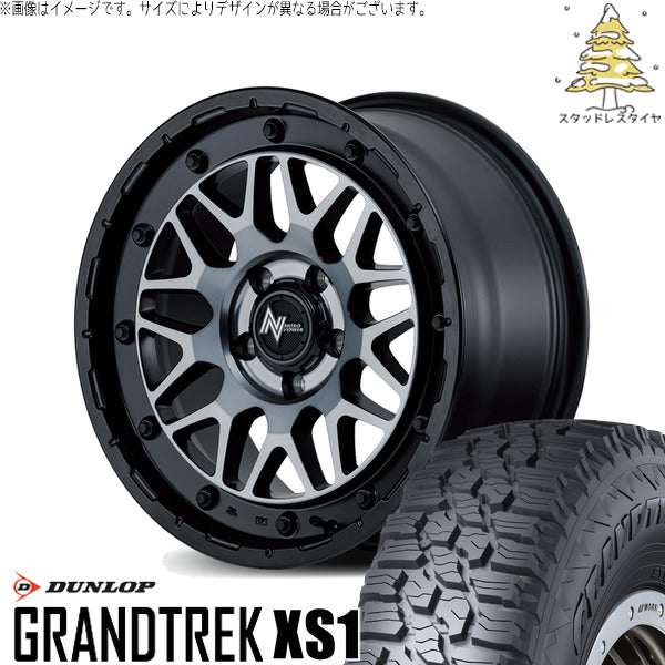 ダンロップ グラントレック XS1 215/70R16 ＋ ナイトロパワー M29 スティンガー セミグロスブラッククリア 16インチ 6J -5 5H139.7P スタッドレス・ホイール4本セット。1枚目。