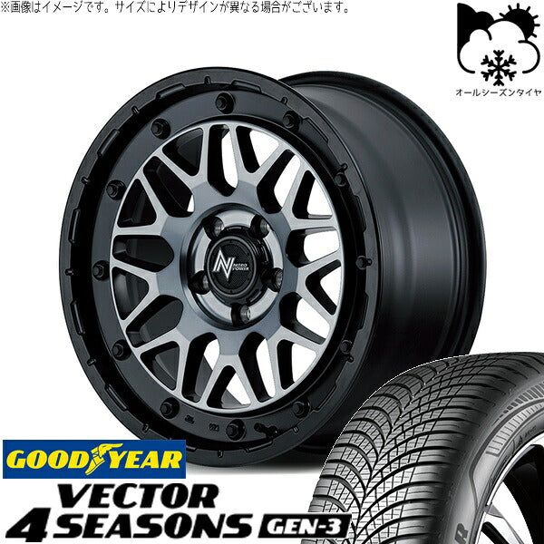 グッドイヤー ベクター4シーズンズ GEN-3 215/60R16 ＋ ナイトロパワー M29 スティンガー セミグロスブラッククリア 16インチ 7J +40 5H114.3P オールシーズン・ホイール4本セット。1枚目。