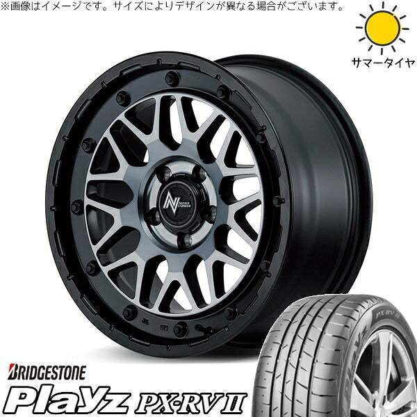 ブリヂストン プレイズ PX-RV2 215/65R16 ＋ ナイトロパワー M29 スティンガー セミグロスブラッククリア 16インチ 7J +40 5H114.3P サマー・ホイール4本セット。1枚目。