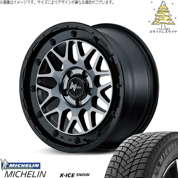 ミシュラン エックスアイス スノー 215/60R16 ＋ ナイトロパワー M29 スティンガー セミグロスブラッククリア 16インチ 7J +40 5H114.3P スタッドレス・ホイール4本セット。1枚目。