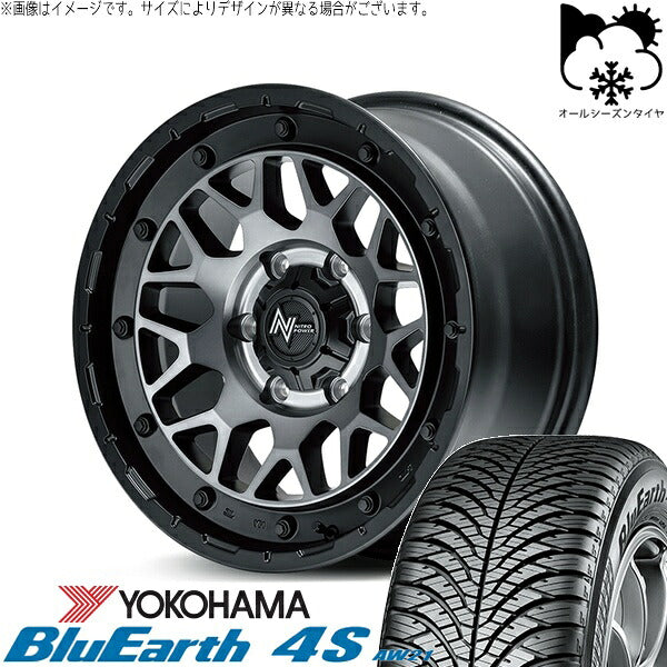 ヨコハマタイヤ ブルーアース4S AW21 215/70R16 ＋ ナイトロパワー M29 スティンガー セミグロスブラッククリア 16インチ 6.5J +38 6H139.7P オールシーズン・ホイール4本セット。1枚目。