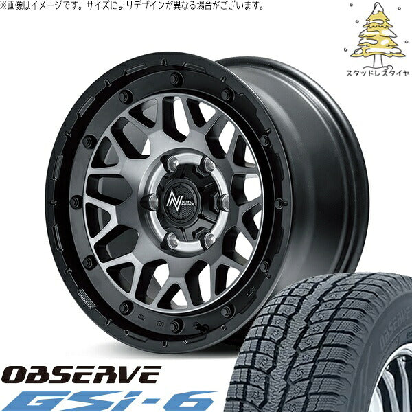 トーヨータイヤ オブザーブ Gsi-6 (OBSERVE Gsi-6) 215/70R16 ＋ ナイトロパワー M29 スティンガー セミグロスブラッククリア 16インチ 6.5J +38 6H139.7P スタッドレス・ホイール4本セット。1枚目。