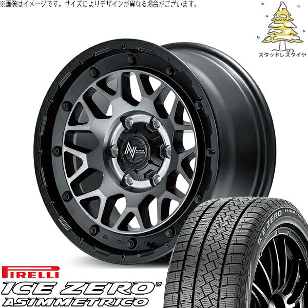 ピレリ アイスゼロアシンメトリコ (ICEZERO ASIMMETRICO) 215/65R16 ＋ ナイトロパワー M29 スティンガー セミグロスブラッククリア 16インチ 6.5J +38 6H139.7P スタッドレス・ホイール4本セット。1枚目。