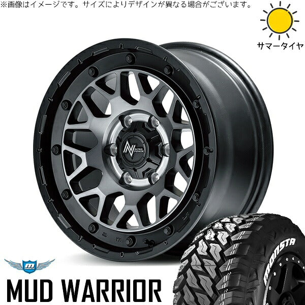モンスタタイヤ マッドウォーリアー (MUD WARRIOR) 215/70R16 ＋ ナイトロパワー M29 スティンガー セミグロスブラッククリア 16インチ 6.5J +38 6H139.7P サマー・ホイール4本セット。1枚目。
