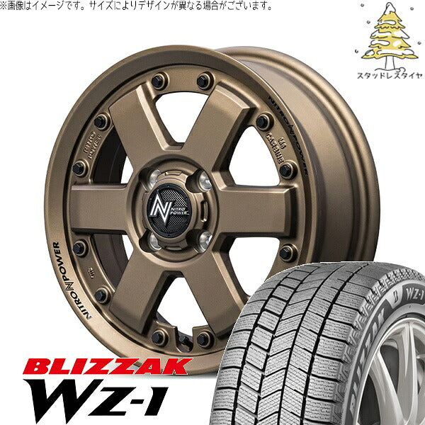 ブリヂストン ブリザック WZ-1 165/60R14 ＋ ナイトロパワー M6 カービン ダークブロンズ 14インチ 4.5J +45 4H100P スタッドレス・ホイール4本セット。1枚目。