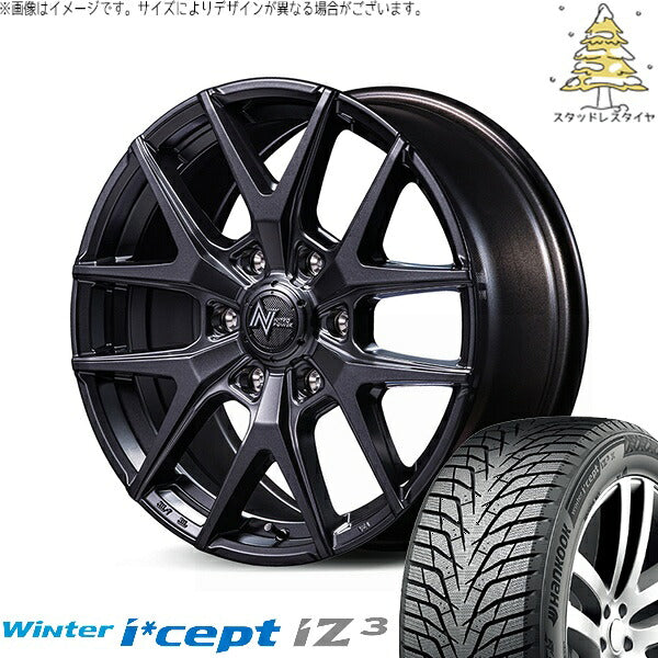ハンコック ウィンターアイセプト IZ3 W636 (Winter i*cept iZ3 W636) 215/60R17 ＋ ナイトロパワー M62 トマホーク バレルブラック 17インチ 6.5J +38 6H139.7P スタッドレス・ホイール4本セット。1枚目。