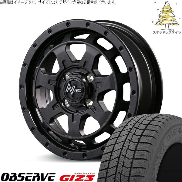 トーヨータイヤ オブザーブ GIZ3 165/65R14 ＋ ナイトロパワー M7 ファランクス バレルブラック 14インチ 4.5J +45 4H100P スタッドレス・ホイール4本セット。1枚目。