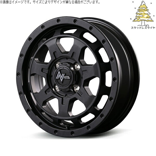 輸入スタッドレスタイヤ（銘柄指定不可） 165/55R15 ＋ ナイトロパワー M7 ファランクス バレルブラック 15インチ 4.5J +45 4H100P ホイール4本セット。1枚目。