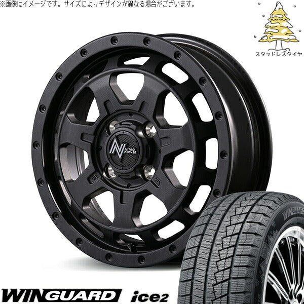 ネクセン ウィンガード アイス2 165/55R14 ＋ ナイトロパワー M7 ファランクス バレルブラック 14インチ 4.5J +45 4H100P スタッドレス・ホイール4本セット。1枚目。