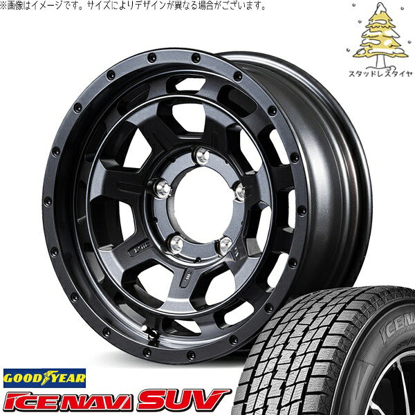 グッドイヤー アイスナビ SUV (ICENAVI SUV) 215/70R16 ＋ ナイトロパワー M7 ファランクス バレルブラック 16インチ 5.5J +20 5H139.7P スタッドレス・ホイール4本セット。1枚目。
