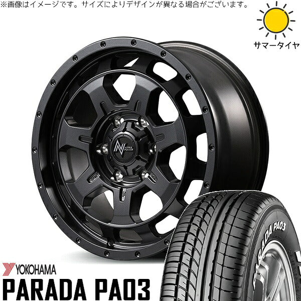 ヨコハマタイヤ パラダ PA03 215/60R17 ＋ ナイトロパワー M7 ファランクス バレルブラック 17インチ 6.5J +38 6H139.7P サマー・ホイール4本セット。1枚目。