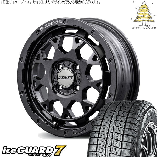 ヨコハマタイヤ アイスガードセブン IG70 165/50R15 ＋ チームデイトナ M9+ SPEC-M セミグロススーパーダークガンメタ 15インチ 5J +47 4H100P スタッドレス・ホイール4本セット。1枚目。