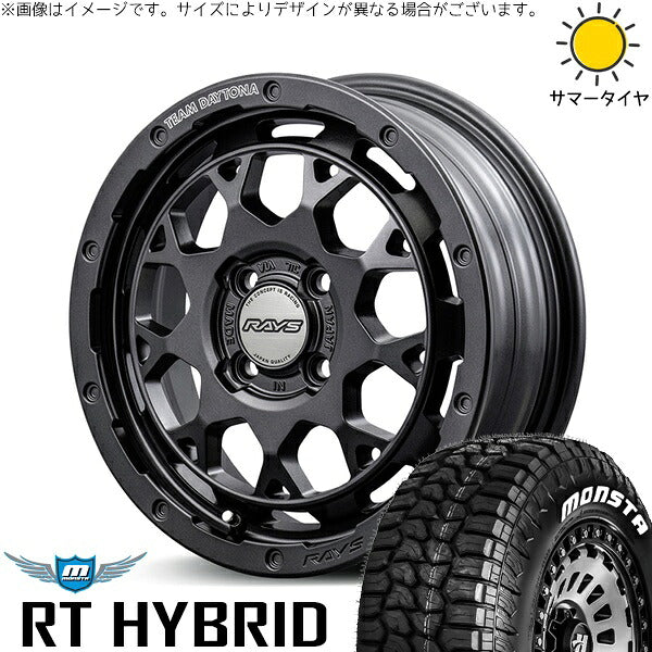 モンスタタイヤ RTハイブリッド (RT HYBRID) 165/60R15 ＋ チームデイトナ M9+ SPEC-M セミグロススーパーダークガンメタ 15インチ 5J +47 4H100P サマー・ホイール4本セット。1枚目。