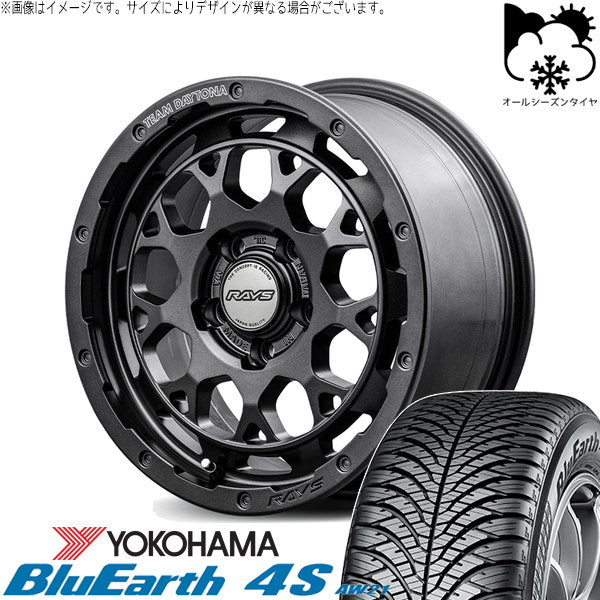 ヨコハマタイヤ ブルーアース4S AW21 215/70R16 ＋ チームデイトナ M9+ SPEC-M セミグロススーパーダークガンメタ 16インチ 6J -5 5H139.7P オールシーズン・ホイール4本セット。1枚目。