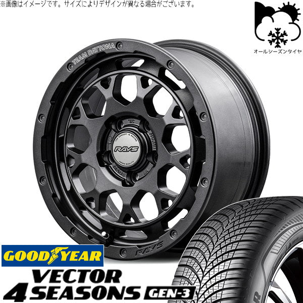 グッドイヤー ベクター4シーズンズ GEN-3 225/55R18 ＋ チームデイトナ M9+ SPEC-M セミグロススーパーダークガンメタ 18インチ 7.5J +38 5H114.3P オールシーズン・ホイール4本セット。1枚目。