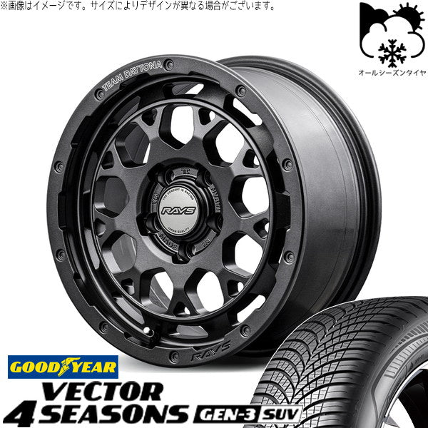 グッドイヤー ベクター4シーズンズ GEN-3 SUV 235/65R17 ＋ チームデイトナ M9+ SPEC-M セミグロススーパーダークガンメタ 17インチ 7J +40 5H114.3P オールシーズン・ホイール4本セット。1枚目。