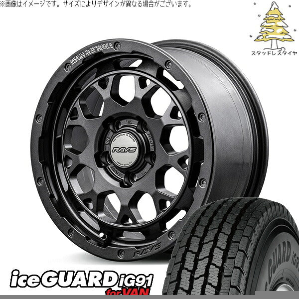 ヨコハマタイヤ アイスガード91 (iceGUARD91 IG91) 225/75R16 ＋ チームデイトナ M9+ SPEC-M セミグロススーパーダークガンメタ 16インチ 7.0J +37 5H114.3P スタッドレス・ホイール4本セット。1枚目。