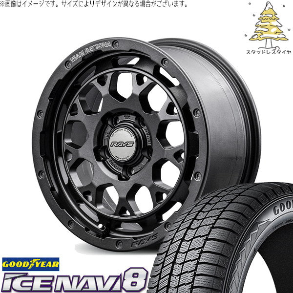 グッドイヤー アイスナビ8 235/50R18 ＋ チームデイトナ M9+ SPEC-M セミグロススーパーダークガンメタ 18インチ 7.5J +38 5H114.3P スタッドレス・ホイール4本セット。1枚目。