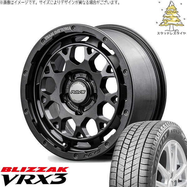 ブリヂストン ブリザック VRX3 195/60R17 ＋ チームデイトナ M9+ SPEC-M セミグロススーパーダークガンメタ 17インチ 7J +40 5H114.3P スタッドレス・ホイール4本セット。1枚目。