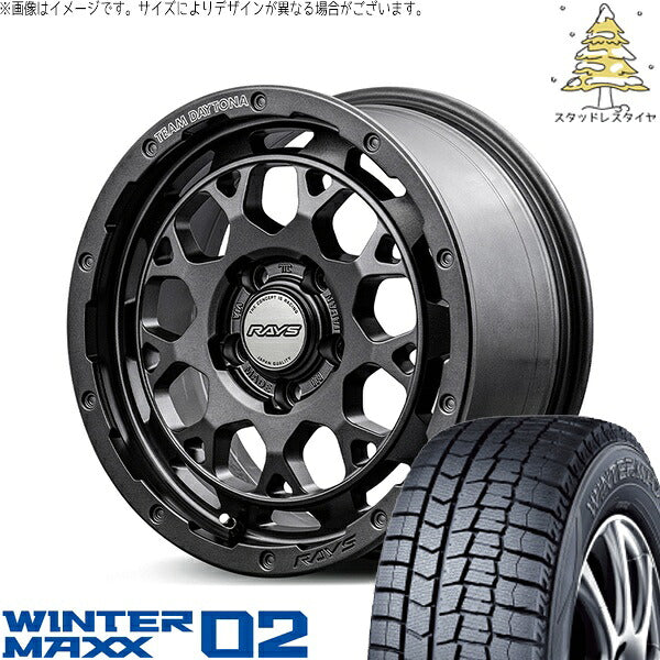 ダンロップ ウィンターマックス02 (WINTERMAXX02 WM02) 205/60R16 ＋ チームデイトナ M9+ SPEC-M セミグロススーパーダークガンメタ 16インチ 7.0J +37 5H114.3P スタッドレス・ホイール4本セット。1枚目。