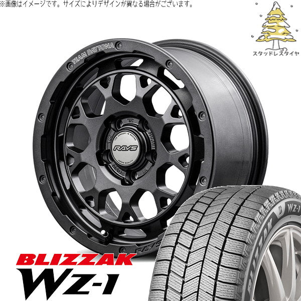 ブリヂストン ブリザック WZ-1 215/50R17 ＋ チームデイトナ M9+ SPEC-M セミグロススーパーダークガンメタ 17インチ 7J +40 5H114.3P スタッドレス・ホイール4本セット。1枚目。