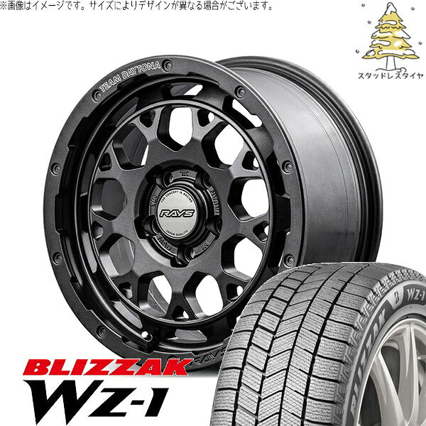 ブリヂストン ブリザック WZ-1 (BLIZZAK WZ-1) 195/60R17 ＋ チームデイトナ M9+ SPEC-M セミグロススーパーダークガンメタ 17インチ 7.0J +40 5H114.3P スタッドレス・ホイール4本セット。1枚目。