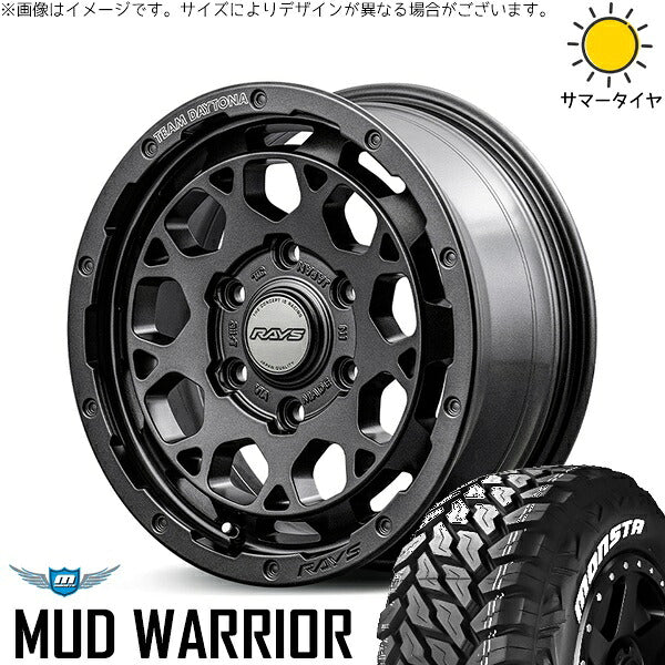 モンスタタイヤ マッドウォーリアー (MUD WARRIOR) 215/70R16 ＋ チームデイトナ M9+ SPEC-M セミグロススーパーダークガンメタ 16インチ 6.5J +38 6H139.7P サマー・ホイール4本セット。1枚目。