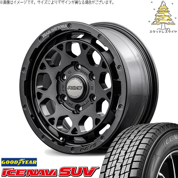グッドイヤー アイスナビ SUV 215/70R16 ＋ チームデイトナ M9+ SPEC-M セミグロススーパーダークガンメタ 16インチ 6.5J +38 6H139.7P スタッドレス・ホイール4本セット。1枚目。