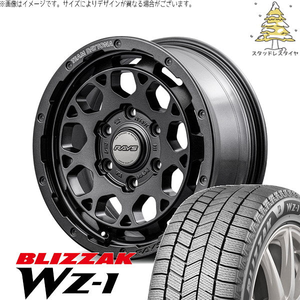 ブリヂストン ブリザック WZ-1 215/65R16 ＋ チームデイトナ M9+ SPEC-M セミグロススーパーダークガンメタ 16インチ 6.5J +38 6H139.7P スタッドレス・ホイール4本セット。1枚目。