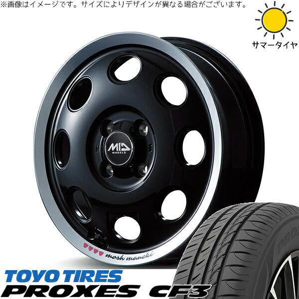 トーヨータイヤ プロクセス CF3 165/65R14 ＋ MIDホイール モッシュ マネキ クロ 14インチ 4.5J +45 4H100P サマー・ホイール4本セット。1枚目。
