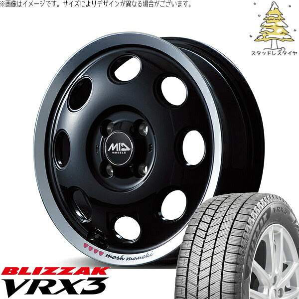 ブリヂストン ブリザック VRX3 (BLIZZAK VRX3) 165/60R14 ＋ MIDホイール モッシュ マネキ クロ 14インチ 4.5J +45 4H100P スタッドレス・ホイール4本セット。1枚目。
